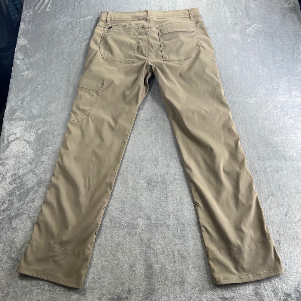 prAna Stretch Zion Hiking Pants Mens Medium 32L Tan Khaki Adjustable Convertible
